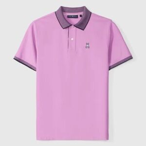 NWOT Psycho Bunny Men's Pink Contrast-Collar Polo Shirt